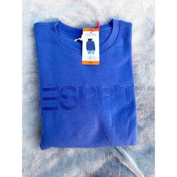Esprit Tops - ESPRIT Sweater Women's 80's  Fleece Logo Blue XXL Rare Viral Vintage Y2K preppy
